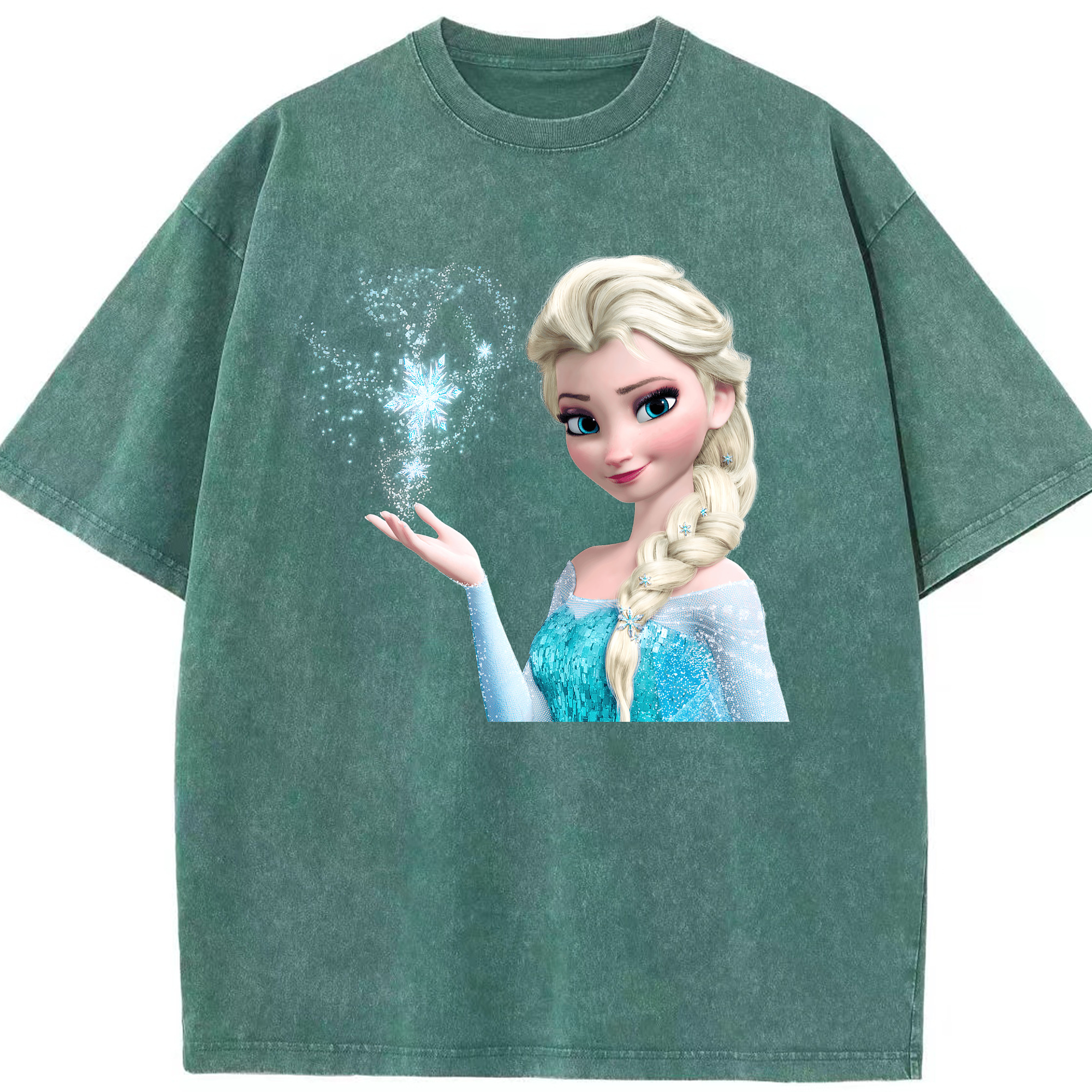 （画像用） アナと雪の女王 アンナ エルサ Frozen Anna Elsa 綿100% ヴィンテージ風 半袖Tシャツ（フロントプリント）